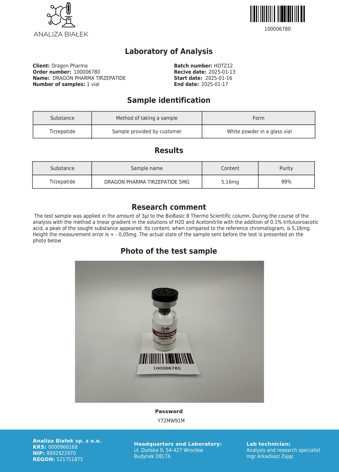 Dragon Pharma's Tirzepatide